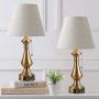 Capslpad Set of 2 Table Lamps with 2 USB Ports Vintage Bedside Table Lamp Beige Shade Nightstand Lamps for Bedroom Living Room Office Kids Room (Pull Chain,Antique Brass)