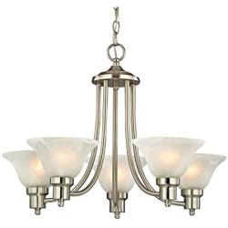 Design Classics Lighting Satin Nickel Modern Hanging Chandelier Light Fixture with Alabaster Glass Shades