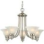 Design Classics Lighting Satin Nickel Modern Hanging Chandelier Light Fixture with Alabaster Glass Shades