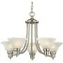 Design Classics Lighting Satin Nickel Modern Hanging Chandelier Light Fixture with Alabaster Glass Shades