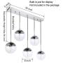 Kitchen Pendant Light with Sphere 5-Light, A1A9 Modern Industrial Glass Ball Globe Ceiling Lights Fitting, E26 LED Chandelier Lamp Fixture for Kitchen Island, Bar, Dining Room, Counter, Cafe (Chrome)