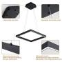SUNMOO Modern Led Pendant Light Square Led Chandelier 1 Ring Acrylic Pendant Lighting Fixture for Bedroom Living Room Dining Room Kitchen Island 25W 6000K Not-dimmable 15.7L''15.7''W (Black)