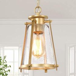 KSANA Gold Pendant Lighting for Kitchen Island, Hanging Brass Light Fixtures with Seeded Glass for Dining Room, Foyer