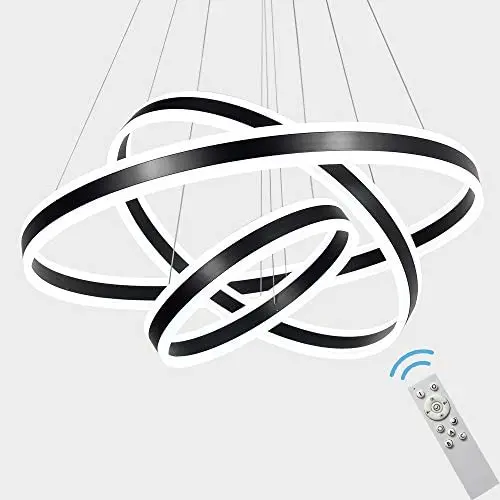 Meenyo Modern LED Chandelier Lighting Dimmable Ceiling Dining Room Chandeliers Contemporary Living Room Light Fixtures Hanging 3 Rings Bedroom Foyer Pendant Lights Black 113W 31.5''Dia Meenyo Modern LED Chandelier Lighting Dimmable Ceiling Dining Room Chandeliers Contemporary Living Room Light Fixtures Hanging 3 Rings Bedroom Foyer Pendant Lights Black 113W 31.5''Dia