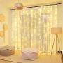 ZHEWEN Curtain Lights 304 LED 9.8 x 9.8Ft Warm White Fairy Lights with 8 Modes and Remote USB Powered String Light Plug in for Wall Decoration and Girls Bedroom Children Indoor Outdoor Christmas Party