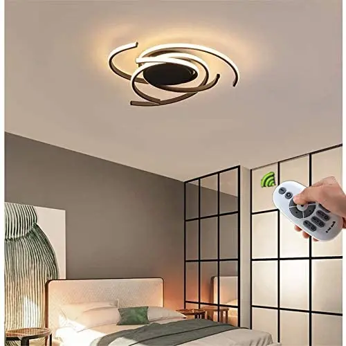 BINB LED Ceiling Light,Dimmable Dining Room Bedroom Fixtures,Remote Control Changing Color Ceiling Lamps, Modern Living Room Flush Mount Acrylic Chic Chandelier Lighting,Black,22'' BINB LED Ceiling Light,Dimmable Dining Room Bedroom Fixtures,Remote Control Changing Color Ceiling Lamps, Modern Living Room Flush Mount Acrylic Chic Chandelier Lighting,Black,22''