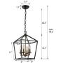 HUESLITE Farmhouse Chandelier, Vintage Foyer Lantern, 4 Light Pendant Light for Kitchen Island (Black+Gold)