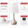 Touch Control Table Lamp 3 Way Dimmable Bedside Lamp with USB A & USB C Ports, Nightstand Lamp with White Lampshade Modern Desk Lamp Simple Bedroom Lamp for Living Room Bedroom, with Dimmable Bulb