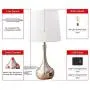 Touch Control Table Lamp 3 Way Dimmable Bedside Lamp with USB A & USB C Ports, Nightstand Lamp with White Lampshade Modern Desk Lamp Simple Bedroom Lamp for Living Room Bedroom, with Dimmable Bulb