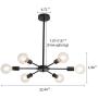 UOFUS Sputnik 6 Light Chandelier Black Mid Century Chandelie Modern Ceiling Light Fixture Pendant Lighting for Kitchen Dining Room Living Room Bedroom