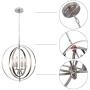 T&A Modern 18'' 4-Light Silver Chandelier,Globe DIY Adjustable Orbits Ring Pendant Lights for Dining Rooms Living Rooms （Brushed Nickel Finish）