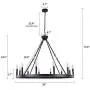 Wellmet 12-Light Black Wagon Wheel Chandelier Diam 38 inch, Farmhouse Industrial Country Style Large Round Pendant Light Fixture for Dining Room, Kitchen Island