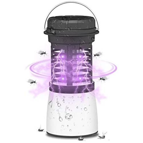 3 in 1 Bug Zapper Camping Lantern Flashlight, Indoor & Outdoor Waterproof Rechargeable Mosquito Zappers Killer, Portable Foldable Compact Camping Accessories