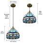 BAYCHEER Tiffany Style Stained Glass Classic Blue Mini Pendant Light Chandelier Decorative Hanging Lamp Pendant Lighting Adjustable Ceiling Fixture 1 Light for Living Room Dinning Room Kitchen