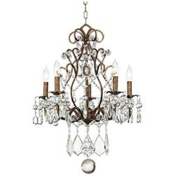 Jolie Bronze Chandelier 19 1/2'' Wide Crystal Beaded 5-Light Fixture for Dining Room House Foyer Kitchen Island Entryway Bedroom Living Room - Vienna Full Spectrum