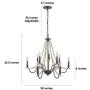 LALUZ Farmhouse Chandelier Wood Beaded Lighting for Dining Room, 28” L x 25.5” H, Bronze