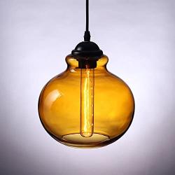 CGJDZMD Industrial Pendant Light Colorful Clear Glass Shade Ceiling Lamp Fixture Vintage Edison Hanging Light for Dining Room Kitchen Bedroom Cafe Club Pub (Size : Style B)