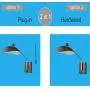 CLAXY Swing Arm Bedroom Wall Sconces Modern Black Plug-in or Hardwired Sconce Lighting with USB Charge Port-2 Pack