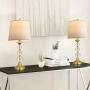 Oneach 24.2'' Crystal Table Lamps USB Charging Port for Living Room Set of 2 Modern Bedside Lamp with Clear Stacked Ball Night Light Lamp for Bedroom Accent Antique Brass