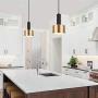 Hoocozi Modern Black Gold Pendant Light for Kitchen Island One-Light Adjustable Metal Pendant Lighting Fixture for Dining Room Living Room Bedroom