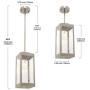 MELUCEE Outdoor Mini Pendant Lights for Porch 1-Light Brushed Nickel, Dining Room Light with Glass Modern Light Fixture Ceiling Hanging for Hallway Stairway Kitchen Island