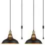 Amabao Lighting, Black Finish Metal Industrial Plug in Ceiling Pendant Light with On / Off Switch, Bulb Not Included (2-Pack)