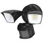 Hyperikon Outdoor Security Light, 25W LED Flood Light Fixture Wide Range Motion Sensor, 2 Head, Black