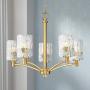 Icelight Warm Brass Chandelier 25'' Wide Modern Mid Century Prismatic Clear Glass 5-Light Fixture for Dining Room House Foyer Kitchen Island Entryway Bedroom Living Room - Possini Euro Design