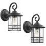 Emliviar 1-Light Outdoor Wall Lantern 2 Pack, Exterior Wall Lamp Light in Black Finish with Clear Seeded Glass -Twin Pack, OS-1803CW1