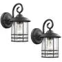 Emliviar 1-Light Outdoor Wall Lantern 2 Pack, Exterior Wall Lamp Light in Black Finish with Clear Seeded Glass -Twin Pack, OS-1803CW1