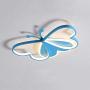 LAKIQ Lovely Butterfly Dimmable LED Flush Mount Ceiling Light for Kids Room Modern Remote Control LED Ceiling Lamp Close to Ceiling Light Fixture for Bedroom Living Room(Blue,Stepless Dimming)