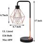 COTULIN Set of 2 Rose Gold Modern Industrial Table Lamp,Desk Lamp with Black Base for Living Room Bedroom Office,Delicate Design Bedside Lamp with Geometric Cage Shade