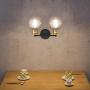 Tangkula Vintage 2 Light Vanity Wall Light, Bubbled Glass Wall Sconce, Industrial Bathroom Vanity Light with Globe Glass Shade, Wall Lamp Fixtures for Bathroom Hallway Living Room Bedroom (2-Light)