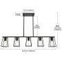 MELUCEE 5-Light Kitchen Island Lighting Farmhouse Dining Room Lighting Fixtures Hanging Black Finish with Metal Open Cage, Linear Chandeliers Industrial Pool Table Light
