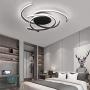 Modern LED Dimmable Ceiling Light with Remote Control Kitchen Island Lamp Dining Table Creative Spiral Flower Shape Design Metal Acrylic Ceiling Chandelier Lighting for Living Room Bedroom light Black