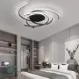 Modern LED Dimmable Ceiling Light with Remote Control Kitchen Island Lamp Dining Table Creative Spiral Flower Shape Design Metal Acrylic Ceiling Chandelier Lighting for Living Room Bedroom light Black