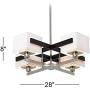 Quartet Brushed Nickel Pendant Chandelier 28'' Wide Modern Dark Mocha Wood Off White Fabric 4-Light Fixture for Dining Room House Island Entryway Bedroom Living Room - Possini Euro Design