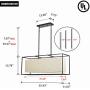 Vinsniv Contemporary Rectangle Kitchen Island 35.43''L Chandelier, Linen Fabric Shade, Adjustable Linear Cage Pendant Ceiling Hanging Lighting for Dining Room Pool Table, Black Metal, 5-Light E26 006