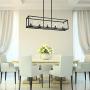 XILICON Contemporary Chandeliers Modern Dining Room Lighting Fixture Hanging Black 5 Light Kitchen Island Cage Pendant Lighting Farmhouse Flush Mount Ceiling Light with Glass Shade