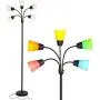 Brightech Medusa Modern LED Floor Lamp – Contemporary Multi Head Standing Reading Lamp for Living Room, Bedroom, Kids Room - Includes 5 LED Bulbs and 5 White & Colored Interchangeable Shades – Black
