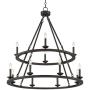 Myland Bronze Wagon Wheel Large Chandelier 36'' Wide Farmhouse 2-Tier 12-Light Fixture for Dining Room House Foyer Kitchen Island Entryway Bedroom Living Room - Franklin Iron Works