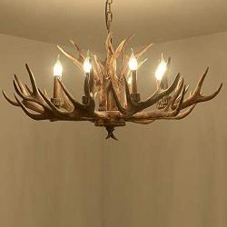 BIGBANBAN Rustic Lighting Chandelier with 8-Lights,Retro Antlers Pendant Light and Adjustable,Farmhouse Wood Chandelier Light Fixtures Hanging for Kitchen Dining Room Living Room Cafe Pub