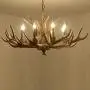 BIGBANBAN Rustic Lighting Chandelier with 8-Lights,Retro Antlers Pendant Light and Adjustable,Farmhouse Wood Chandelier Light Fixtures Hanging for Kitchen Dining Room Living Room Cafe Pub