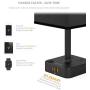 COZOO USB Bedside Table & Desk Lamp with 3 USB Charging Ports and 2 Outlets Power Strip,Black Charger Base with Black Fabric Shade, LED Light for Bedroom/Nightstand/Living Room (Black-Large)