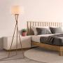 Archiology Tripod Floor Lamp - Modern Wood Floor Lamp with White Drum Shade and E26 Lamp Base,Perfect for Living Room, Bedroom, Study Room and Office