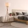 Archiology Tripod Floor Lamp - Modern Wood Floor Lamp with White Drum Shade and E26 Lamp Base,Perfect for Living Room, Bedroom, Study Room and Office