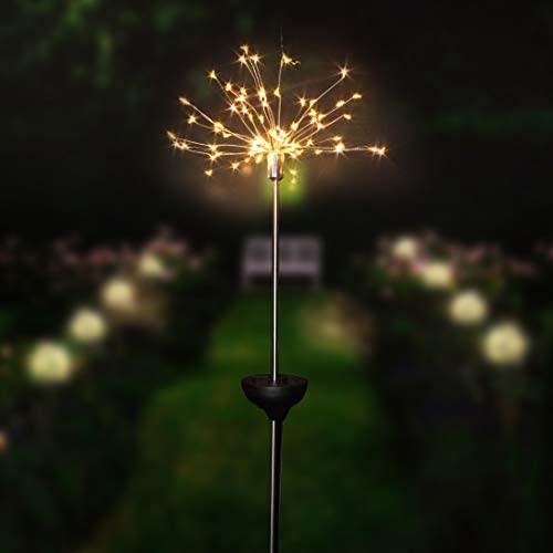 A-Power Solar Fireworks Light Outdoor 120L Garden Lights 8 Modes Starburst Lights Pathway Patio Lawn Backyard Christmas Party Holiday Wedding Decorative Lights (Warm White-R1)