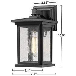 Bestshared Outdoor Wall Light Fixture, Exterior Wall Mount Lighting, Outdoor Wall Sconces, Porch Wall Lighting, Black Finish (Black, 1 Pack)