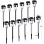 Solar Lights Outdoor, 12Pack Stainless Steel Outdoor Solar Lights - Waterproof, LED Landscape Lighting Solar Powered Outdoor Lights Solar Garden Lights for Pathway Walkway Patio Yard & Lawn-Cool White