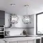 Modern Crystal Chandelier 4 Lights Industrial Metal Spherical Pendant Light with Chrome Finishes Hanging Fixture for Dining Room, Living Room …